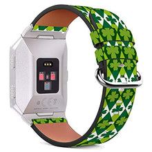 Load image into Gallery viewer, Compatible with Fitbit Ionic - Replacement Leather Wristband Bracelet with Stainless Steel Clasp and Adapters - St Patrick&#39;s Day
