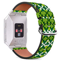 Compatible with Fitbit Ionic - Replacement Leather Wristband Bracelet with Stainless Steel Clasp and Adapters - St Patrick's Day