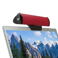 GOgroove SonaVERSE USB Speakers for Laptop Computer - USB Powered Mini Sound Bar with Clip-On Portable External Speaker Design for Monitor, One Cable for Digital Audio Input and Power (Red)