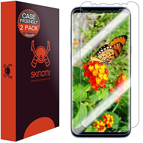 Skinomi TechSkin [2-Pack] (Case Compatible) Clear Screen Protector for Samsung Galaxy S8 Plus (Updated Design)(TPU Not Glass)(Wet Application) Anti-Bubble HD TPU Film