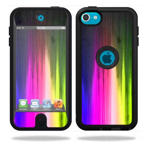 MightySkins Skin Compatible with OtterBox Defender Apple iPod Touch 5G 5th Generation Case Rainbow Wood