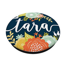 Load image into Gallery viewer, First Name Tara &amp; Mint Flowers on Navy Blue PACH291 PopSockets PopGrip: Swappable Grip for Phones &amp; Tablets
