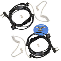 HQRP 2-Pack Acoustic Tube Earpiece PTT Throat Mic Headset for QUANSHENG TG-K4AT / TG-2AT / TG-45AT / TG-42AT / TG-22AT / TG-25AT / TG-UV2 + HQRP Coaster