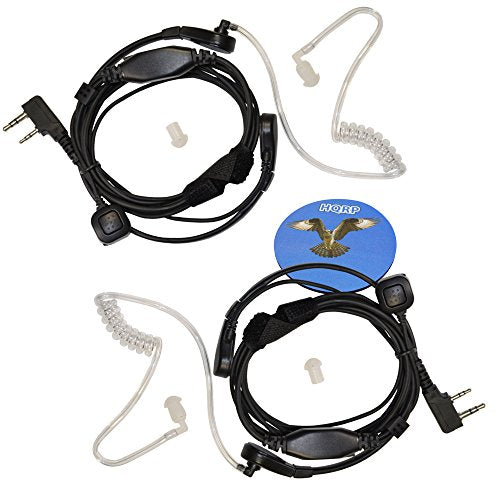 HQRP 2-Pack Acoustic Tube Earpiece PTT Throat Mic Headset for QUANSHENG TG-K4AT / TG-2AT / TG-45AT / TG-42AT / TG-22AT / TG-25AT / TG-UV2 + HQRP Coaster