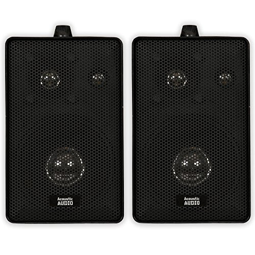 Acoustic Audio 251B Indoor Outdoor 3 Way Speakers 400 Watt Black Pair