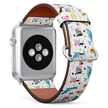 Load image into Gallery viewer, S-Type iWatch Leather Strap Printing Wristbands for Apple Watch 4/3/2/1 Sport Series (38mm) - Adorable Baby Dolphins and Jellyfish Pattern
