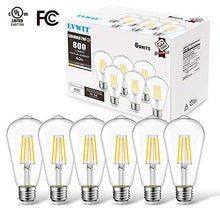 Load image into Gallery viewer, LVWIT ST21 LED Filament Bulb 7W(60 Watt Equivalent) Dimmable 2700K Warm White Vintage Edison Light Bulb E26 Medium Base (6-Pack)
