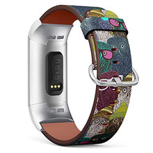 Load image into Gallery viewer, Replacement Leather Strap Printing Wristbands Compatible with Fitbit Charge 3 / Charge 3 SE - Cute Owls in Glasses and Beanie in The Winter Compatible with Fitbitest
