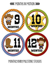 Load image into Gallery viewer, Baby Monthly Stickers | Monthly Milestone Stickers | Baby Month Stickers for Boy | Cowboy Western | Style 340
