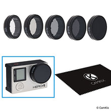 Load image into Gallery viewer, CamKix Cinematic Filter Pack Compatible with GoPro Hero 4 and 3+ Includes 4 Neutral Density Filters (ND2/ND4/ND8/ND16), a UV Filter and a Cleaning Cloth.
