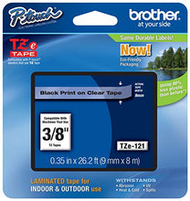 Load image into Gallery viewer, Genuine Brother 3/8&quot; (9mm) Black On Clear T Ze P Touch Tape For Brother Pt 1890, Pt1890 Label Maker
