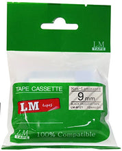 Load image into Gallery viewer, LM Tapes - 3/8&quot; (9mm) Black on Clear Compatible M Tape for Brother PT-70, PT70 Label Maker
