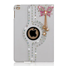 Load image into Gallery viewer, STENES iPad Mini 3/2/1 Case - STYLISH - 3D Handmade Bling Crystal Butterfly Pendant 360 Degree Rotating Stand Case With Smart Cover Auto Sleep/Wake For iPad Mini 1 / Mini 2 / Mini 3 - Hot Pink
