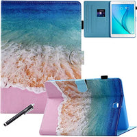 Galaxy Tab A 8.0 Case, Newshine PU Leather Protective [Kickstand] [Card Slots] Wallet Case Cover with Auto Sleep/Wake for Samsung Galaxy Tab A 8.0 [T350(Wi-Fi)/ T355 (3G/LTE)] - Beach&Sea