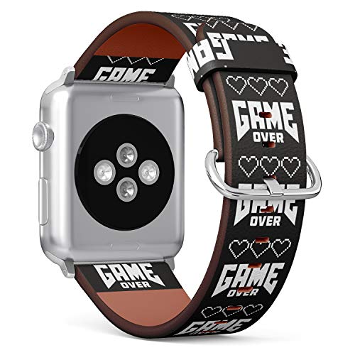 S-Type iWatch Leather Strap Printing Wristbands for Apple Watch 4/3/2/1 Sport Series (42mm) - Funny Game Over Sign
