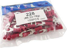 Load image into Gallery viewer, (100) RED 22-18 Gauge Spade Fork Wire CONNECTORS #8
