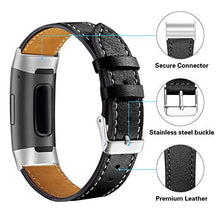Load image into Gallery viewer, Shangpule Compatible for Fitbit Charge 4 / Fitbit Charge 3 / Fitbit Charge 3 SE bands, Genuine Leather Band Replacement Accessories Straps Women Men Small Large (Black)
