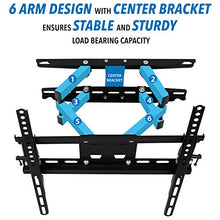 Load image into Gallery viewer, Mount-It! Articulating TV Wall Mount Corner Bracket, VESA 400 x 400 Compatible, Stable Dual Arm Full Motion, Swivel, Tilt Fits 32, 37, 40, 42, 47, 50 Inch TVs, 115 Lbs Capacity with HDMI Cable Black
