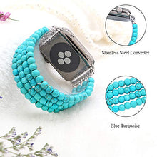 Load image into Gallery viewer, KAI Top Compatible with Apple Watch Band 38mm 40mm 41mm for Women Girls, Fashion Created-turquoise Beaded Elastic Stretch Replacement Bands Compatible with iWatch Series SE, Series 7/6/5/4/3/2/1
