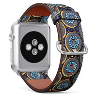 S-Type iWatch Leather Strap Printing Wristbands for Apple Watch 4/3/2/1 Sport Series (42mm) - Textile Fashion African Print Fabric Super Wax