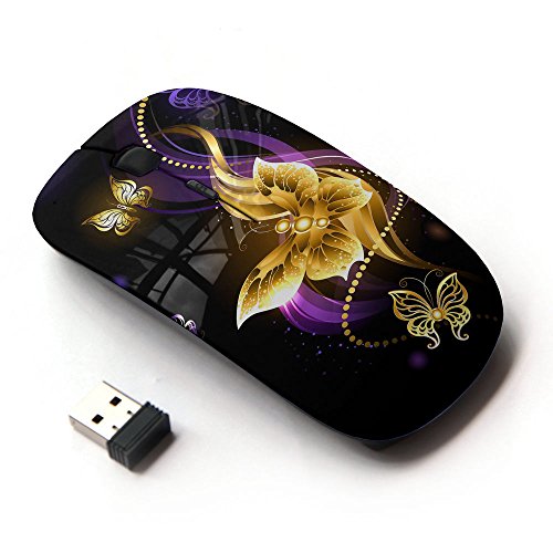 KawaiiMouse [ Optical 2.4G Wireless Mouse ] Butterfly Black Colorful Purple Fire