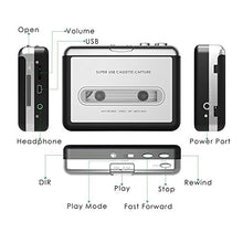 Load image into Gallery viewer, USB Cassette to MP3 Converter Capture FlatFin Audio Super USB Portable Cassette Tape to PC MP3 Switcher Converter with Headphone
