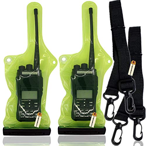 Lsgoodcare Portable Two Way Radio Waterproof Rainproof Bag Case Pouch Compatible for Motorola Kenwood Midland UV-3R UV-5R PX-888 Walkie Talkie Radio,5 Inch x 13.8 Inch, Green