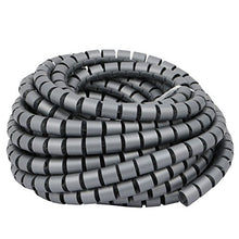 Load image into Gallery viewer, Aexit Flexible Spiral Electrical equipment Tube Cable Wire Wrap Gray Manage Cord 15mm Dia x 8.5 Meter Long with Clip
