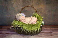 Load image into Gallery viewer, Faux Mongolian Fur Photography Prop, Newborn Prop, Basket Stuffer, Layering Blanket, Rug (Small, 18&quot;x20&quot;, Olive)
