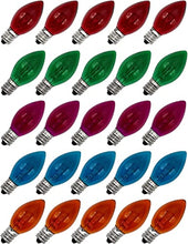 Load image into Gallery viewer, Creative Hobbies Box of 25 Colored Light Bulbs, Random Blinking, 7 Watt, C7 Candelabra Base -Great for Night Lights and Christmas Strings
