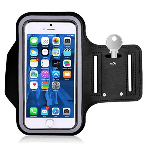 Mate SE Compatible Sports Armband Gym Workout Cover Case Neoprene Water Resistant Touch Screen Reflective [Black] for Huawei Mate SE
