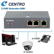 Load image into Gallery viewer, POE Extender Ethernet 2 Port Cat5e/6 Gigabit 30W, CENTROPOWER POE+ Extender Network Repeater Compliant IEEE 802.3af/at for POE Switch/Injector
