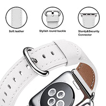Load image into Gallery viewer, WFEAGL Compatible With iWatch Band 38mm 40mm 42mm 44mm, Top Grain Leather Band for iWatch SE &amp; Series 6,Series 5,Series 4,Series 3,Series 2,Series 1,Edition(White Band+Silver Adapter, 38mm 40mm 41mm)
