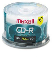 Load image into Gallery viewer, Maxell MAX648250 Branded CD Recordable Media, CD-R, 48x, 700 MB, 50 Pack Spindle for Most CD Recorders 40X Speed Certified Recording
