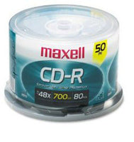 Maxell MAX648250 Branded CD Recordable Media, CD-R, 48x, 700 MB, 50 Pack Spindle for Most CD Recorders 40X Speed Certified Recording