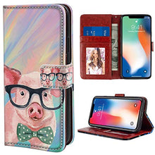 Load image into Gallery viewer, YaoLang iPhone X/10/Xs Wallet Case, Watercolor Pig PU Leather Standable Wallet Phone Case with Card Holder Magnetic Hold for iPhone X/10/Xs
