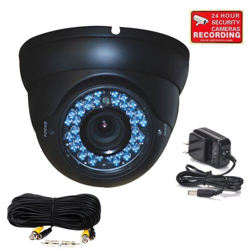 VideoSecu Dome Outdoor CCD Vandal Proof Security Camera Day Night Vision 420TVL 36 IR Infrared Leds 4-9mm Zoom Focus Varifocal for Home CCTV DVR Surveillance System with Power Supply and Cable A45