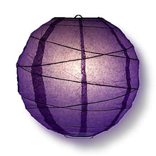 Load image into Gallery viewer, Quasimoon PaperLanternStore.com 8/12/16 Inch Purple Round Paper Lanterns, Irregular Ribbing (3-Pack Cluster)
