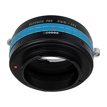 Load image into Gallery viewer, Fotodiox Pro Lens Mount Adapter with Aperture Dial (Switchable for Clicked or De-Clicked Aperture), Nikon G and DX type Lens to Sony E-Mount NEX Camera, Nikon G - NEX Pro Camera Adapter, fits Sony NEX
