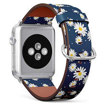 Load image into Gallery viewer, Compatible with Big Apple Watch 42mm, 44mm, 45mm (All Series) Leather Watch Wrist Band Strap Bracelet with Adapters (White Daisies Circle)
