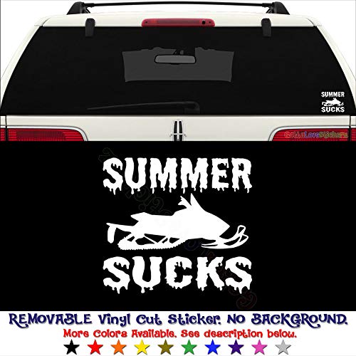 GottaLoveStickerz Summer Sucks Snowmobile Sled Removable Vinyl Decal Sticker for Laptop Tablet Helmet Windows Wall Decor Car Truck Motorcycle - Size (05 Inch / 13 cm Wide) - Color (Matte White)