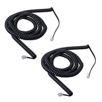 iMBAPrice (Pack of 2) 3 to 25 Feet Black Coiled Telephone Phone Handset Cable Cord (Value Pack)