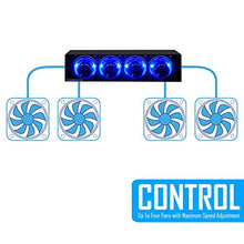 Load image into Gallery viewer, Kingwin FPX-001 Fan Controller 4 Channel w/ LED. Controls up to 4 Sets of PC Computer Fans, Independent Turn Knob Control, and Fits 3.5 Inch Drive Bay. Easy Setup, and Easy Control of Your Cooling Fan
