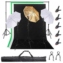 Load image into Gallery viewer, 3 Point Photography Studio Lighting Kit 33&quot; Umbrella Screen Stand for Live Stream Video
