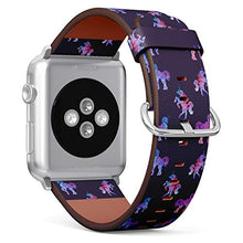 Load image into Gallery viewer, S-Type iWatch Leather Strap Printing Wristbands for Apple Watch 4/3/2/1 Sport Series (42mm) - Space Unicorns on a Dark Background
