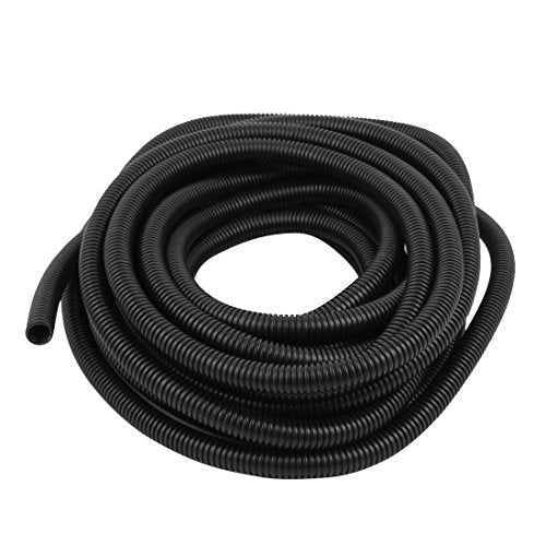 Aexit Black Plastic Tube Fittings 15mm x 12mm Flexible Corrugated Conduit Pipe Hose Tube Microbore Tubing Connectors 15.5m Long