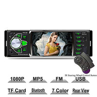 XISEDO 4 Inch HD Screen 1 Din Car SereoIn-Dash Car Radio with Bluetooth Car MP5 Player FM Radio Car Audio Support Steering Wheel Control/USB/TF Card/AUX in/Rear View Camera/7 Color Backlight