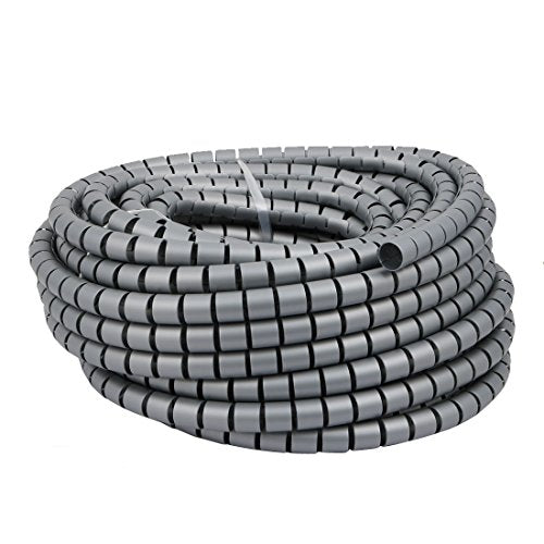 uxcell 20mm x 20m Flexible Spiral Tube Cable Wire Wrap Computer Manage Cable Gray