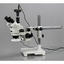 Load image into Gallery viewer, 3.5X-180X Trinocular LED Boom Stereo Zoom Microscope + 1.3MP Camera
