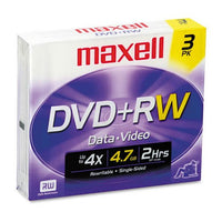 MAXELL 634015 / 634043 4.7 GB DVD Plus RW Media, 3-Pack